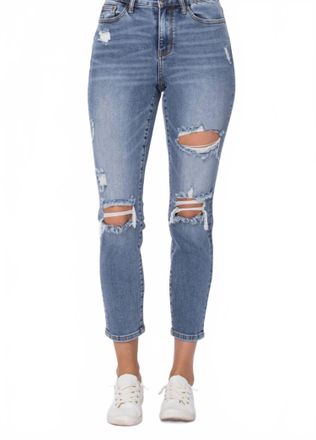 Judy Blue High Rise Destroyed Slim Fit Jeans In Medium Wash