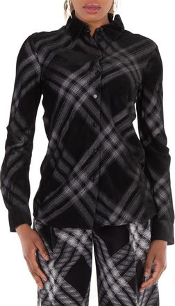 Burberry Long Sleeve Check-Print Button Down Shirt, Brand Size 08 ( US Size 6 )