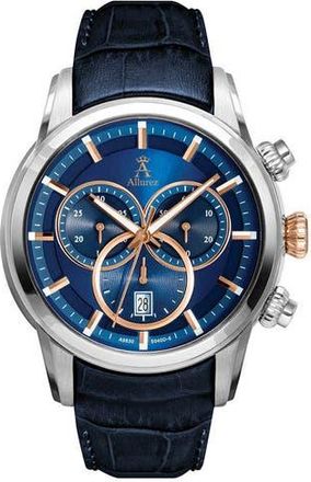 Allurez Mens Swiss Chronograph Blue Dial Luminous Leather Watch at Nordstrom