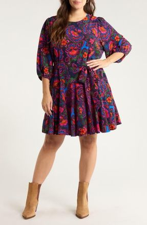 Sugarlips Rainbow Floral Print Minidress in Navy-Fuchsia at Nordstrom, Size 1 X