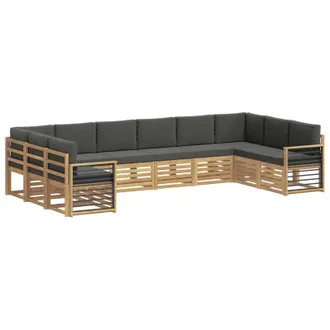 vidaXL Set Di Divani Da Esterno 10 Pz Bianco E Antracite Poliestere Vidaxl