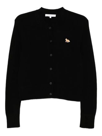 Maison Kitsuné Baby Fox-embroidered patch wool cardigan - Black