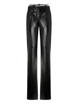 Pinko belt trousers - women - Polyester/Polyurethane/Polyester/Cotton - 44 - Black