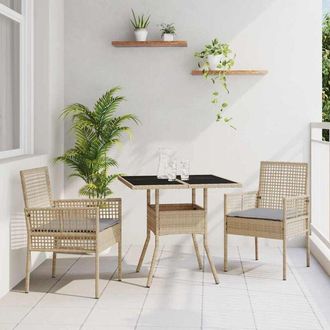 vidaXL Conjunto De Comedor De Jard&iacute;n 3 Pcs Beige Polirat&aacute;n Vidaxl
