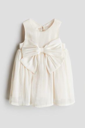 H&M Bow-detail Organza Dress in Cream at Nordstrom, Size 12M
