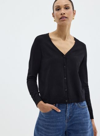 Contemporaine Womens Flowy knit V-neck Cardigan Sweater