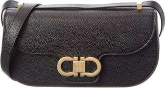 Ferragamo Gancini Double Leather Shoulder Bag