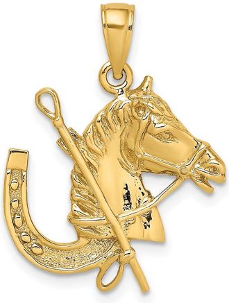 Diamond2Deal 10k Yellow Gold Horse Head Shoe Crop Charm