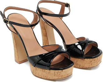 Malone Souliers Sandali in pelle verniciata con cinturino alla caviglia - Nero