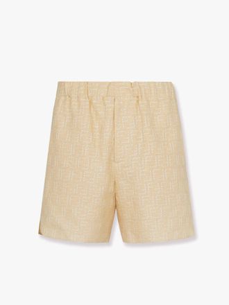 Fendi Jacquard linen and cotton bermuda shorts with all-over ff motif - FENDI - gender_Man
