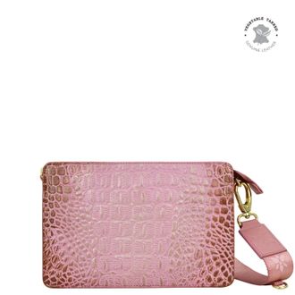 Anuschka 696-CRC-BGL Handbag Womens Blush Croc Embossed Crossbody Strap FROG522