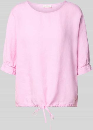 Fynch-Hatton Fynch-Hatton Leinenbluse mit Kordelzug und Rundhalsausschnitt in Hellrosa, Gr&ouml;&szlig;e 34