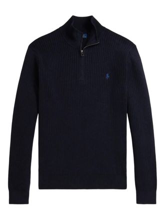 Polo Ralph Lauren zip ribbed sweater - men - Cotton - L - Blue