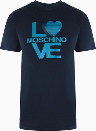 Love Moschino Mens Love Moschino Logo Navy Blue T-Shirt - Size: 38