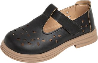 Generic Girls Princess Shoes Spring and Autumn New Hollow Small Leather Shoes Girls Single Shoes Middle and Big Children Breathable Shoes Girl Slipper Size 13