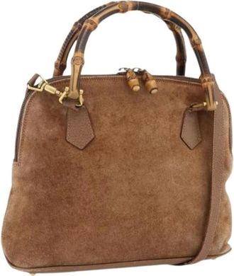 Gucci Pre-owned Handbags, female, Brown, Size: ONE SIZE Pre-owned Vintage Suede Hand Bag
