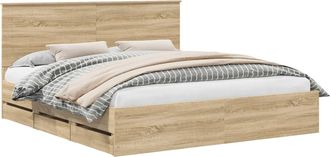 vidaXL Estructura De Cama Roble Sonoma 200 X 200 Cm Madera Ingenieril Vidaxl