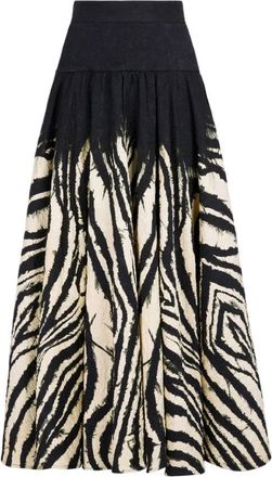 Roberto Cavalli Freedom Print High-Waist Midi Skirt, Brand Size 40 ( US Size 6 )