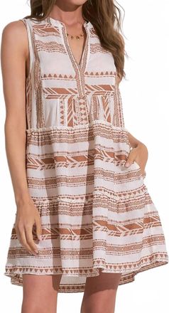 Elan Sleeveless Aztec Resort Dress In Beige
