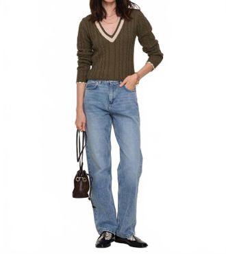 Heartloom Jaden Cable Stitch Sweater In Olive