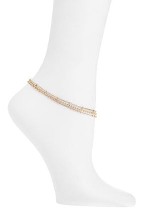 Nordstrom Triple Chain Beaded Anklet in Gold at Nordstrom