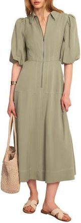 Mint Velvet Utility Zip Midi Shirt Dress in Khaki at Nordstrom, Size 10