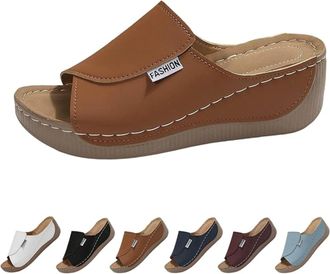 Generic Sandals for Women 2026, Comfortable Orthopedic Wedge Solid Color Platform Slip On Walking Sandals, Arch Support Open Toe Wide Width Casual Shoes Dress