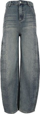 Ermanno Scervino High-Waisted Grid Stitch Pattern Denim Jeans