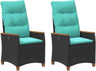 vidaXL Silla De Jard&iacute;n Reclinable Negro Y Turquesa 64 X 57,5 X 112 Cm Vidaxl