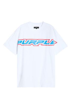 Purple Oversize Textured Cotton Jersey Graphic T-Shirt in White at Nordstrom, Size Xx-Large