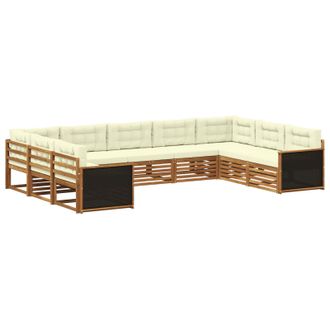 vidaXL Conjunto De Sof&aacute;s De Exterior 9 Uds. Natural Y Crema Vidaxl