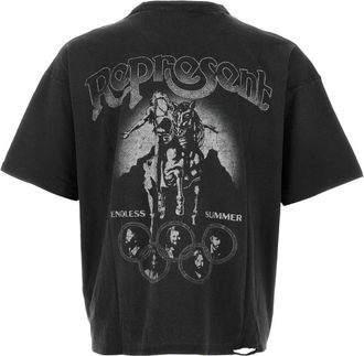 Represent Mens Slate Cotton Blend T-Shirt Stainedblack Hemp T-shirts And Polos