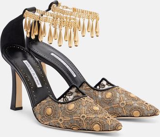 Manolo Blahnik Pumps Harnicus 105 in pizzo con pelle