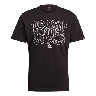 adidas M Ddlbmb S G T Alphabet Printing Sports Short Sleeve Black GS6283