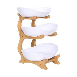 OEM Soporte De Madera Para Frutas De Tres Niveles