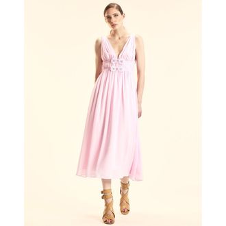 Cynthia Rowley Silk Georgette Bow Applique Midi Dress
