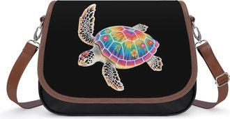 Generic Hawaiian Sea Turtle Tie-Dye Small Womens Crossbody Bags Shoulder Handbag with Adjustable Strap for Travel