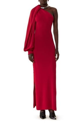 Lanvin Asymmetrical Choker Dress In Viscose in Dark Red at Nordstrom, Size Medium