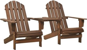 vidaXL Vidaxl - Sillas Adirondack De Jard&iacute;n Y Mesita Madera Maciza Abeto Marr&oacute;n
