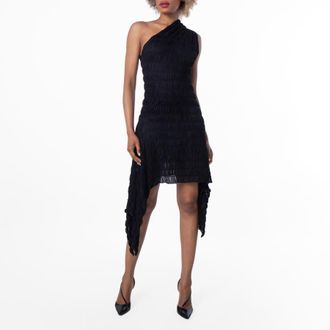 Burberry Ruched One-Shoulder Midi-Dress, Size X-Small