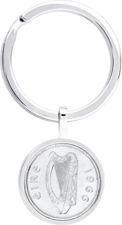 Generic 1966 Irish Threepence Coin Keyring, Luck of the Irish, 60th Birthday Gift, Harp Design for him or her