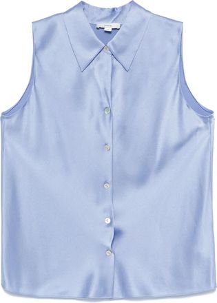 Vince Camicia smanicata in seta - Blu