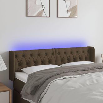 vidaXL Cabecero Con Led De Tela Marr&oacute;n Oscuro 163x16x78/88 Cm Vidaxl