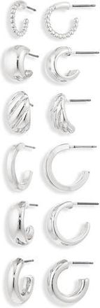 Nordstrom Rack Set of 6 Huggie Hoop Earrings in Silver at Nordstrom Rack