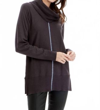 Orly Long Sleeve Detachable Turtleneck Sweater In Dark Charcoal