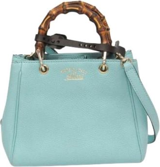 Gucci Pre-owned Bamboo Shopper Tote - Dames - Vintage Handtas - Blauw - ONE Size - Leer - Vintage