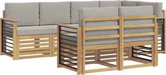vidaXL Conjunto De Sof&aacute;s De Exterior 7 Uds. Blanco Y Gris Claro Vidaxl