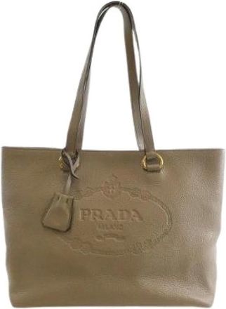 Prada Pre-owned Tote Bags, male, Gray, Size: ONE SIZE Pre-owned Vitello Phenix tote bag