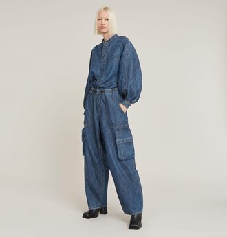 G-Star Womens G-Star RAW Balloon Jumpsuit - Navy Cotton - Size X-Small