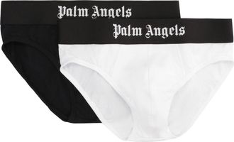 Palm Angels Set Of Two Cotton Briefs With Logoed Elastic Band
